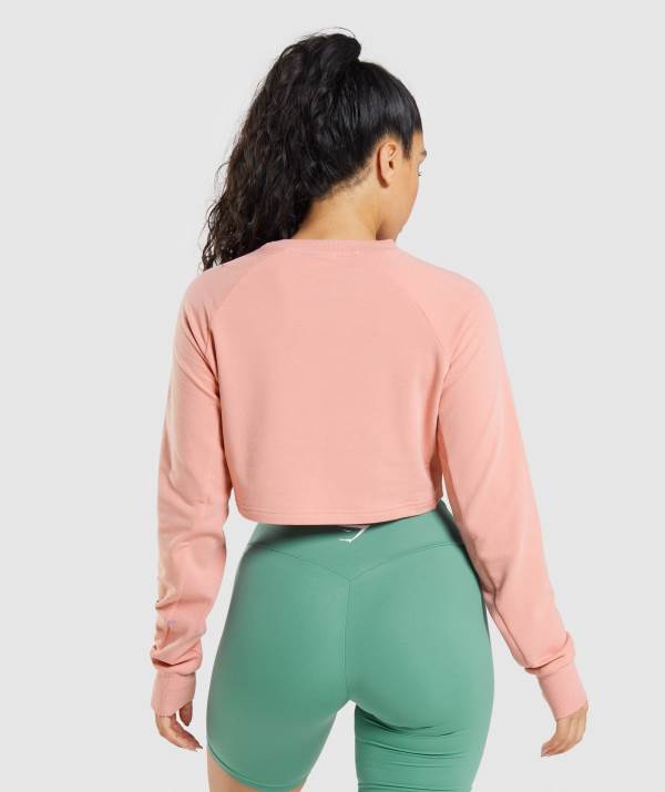 Damske Mikiny Gymshark Training Cropped Sweater Ruzove | CR8256937